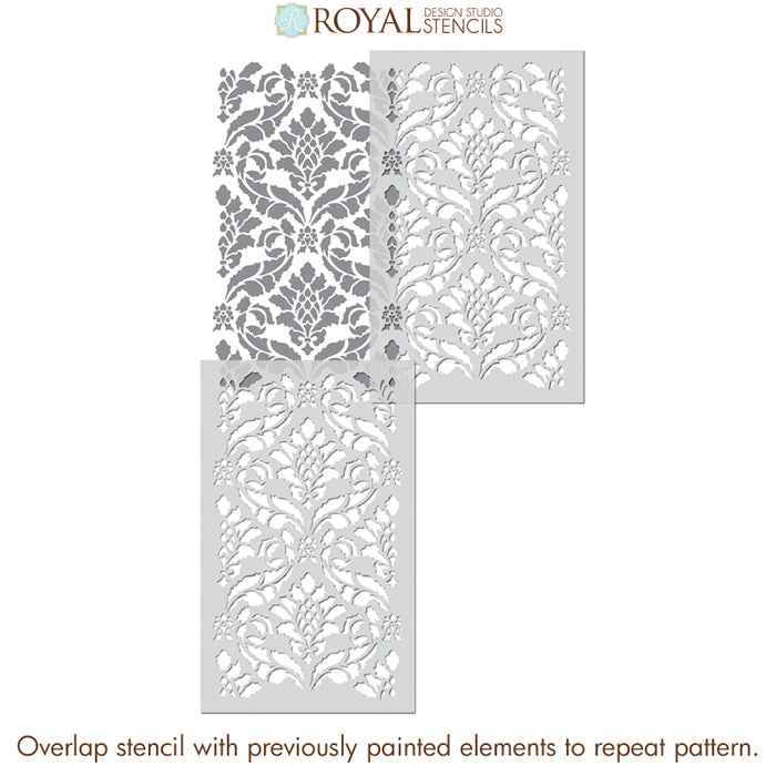 Large Trellis Wall Stencil | Acanthus Damask Wall Stencil for DIY Wallpaper
