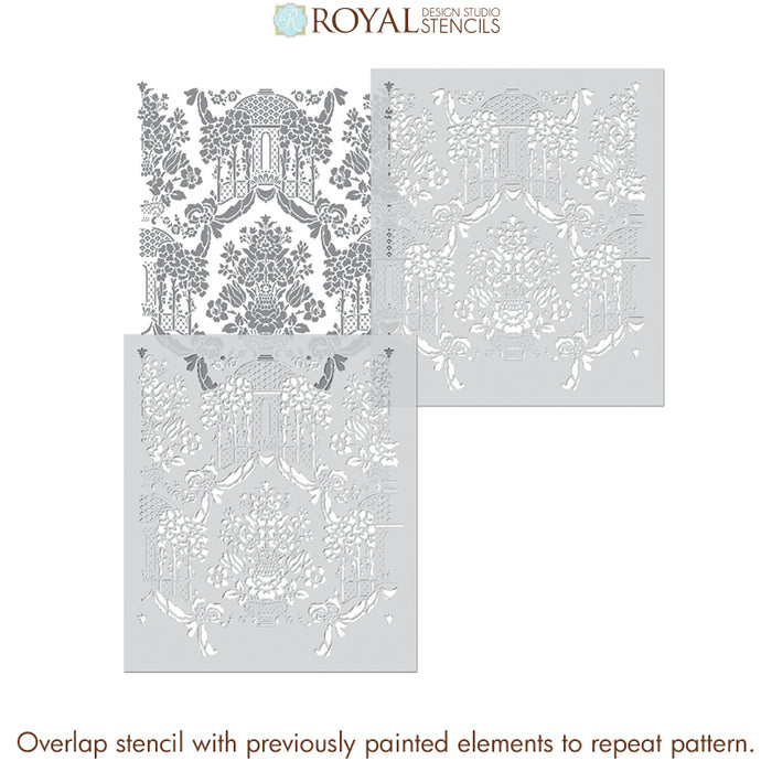 Large Floral Damask Wall Stencils - DIY Wallpaper Look
