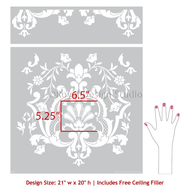 Alcazar Lace Damask Wall Stencil