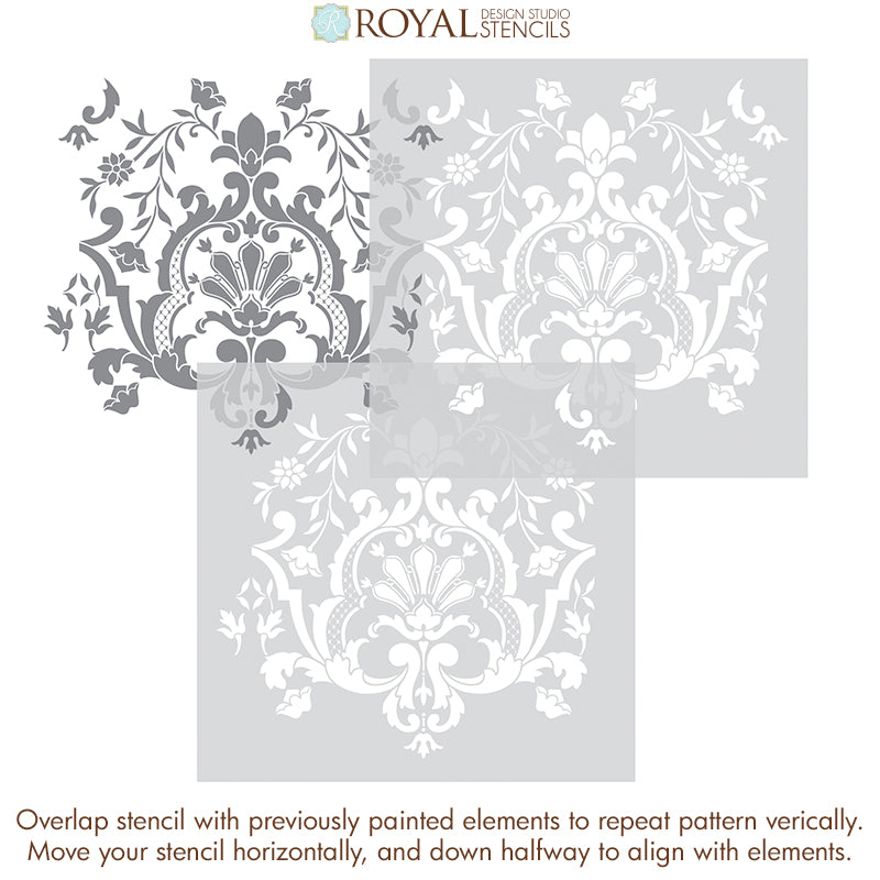 Alcazar Lace Damask Wall Stencil