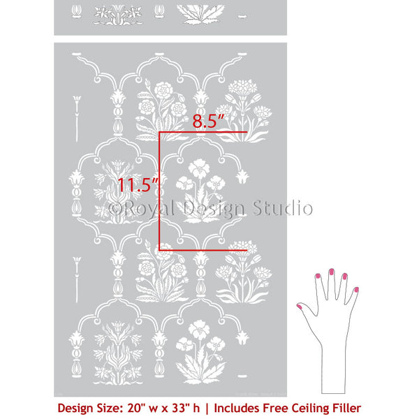 Floral Trellis Wall Stencils Indian, Moroccan, Vintage European Art