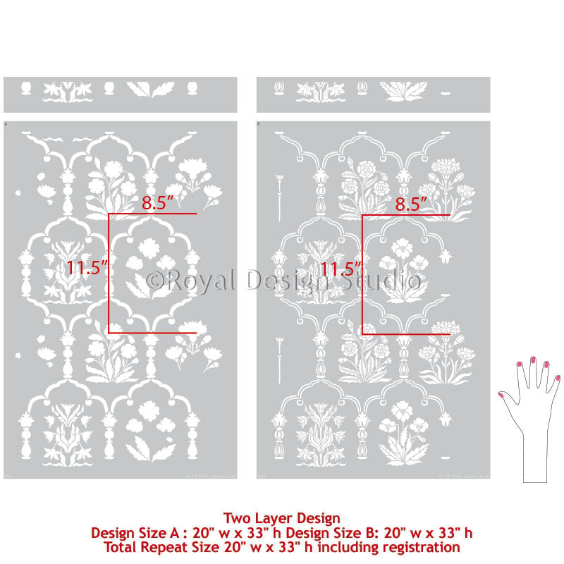 Majorelle Floral Trellis Wall Stencil