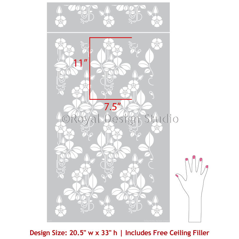 NEW! English Cottage Flower Wall Stencil