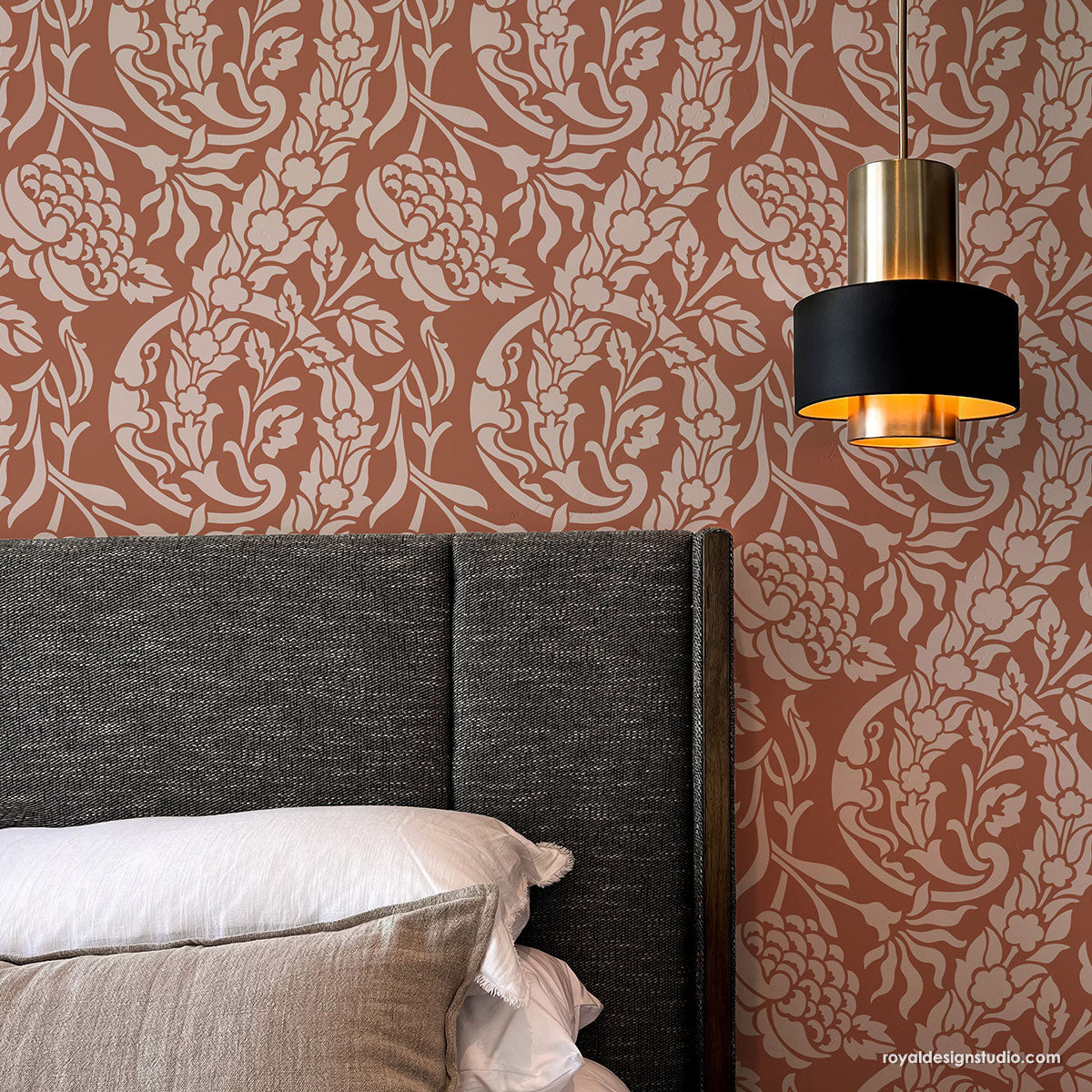 NEW! Upscaled Saxony Damask Wall Stencil