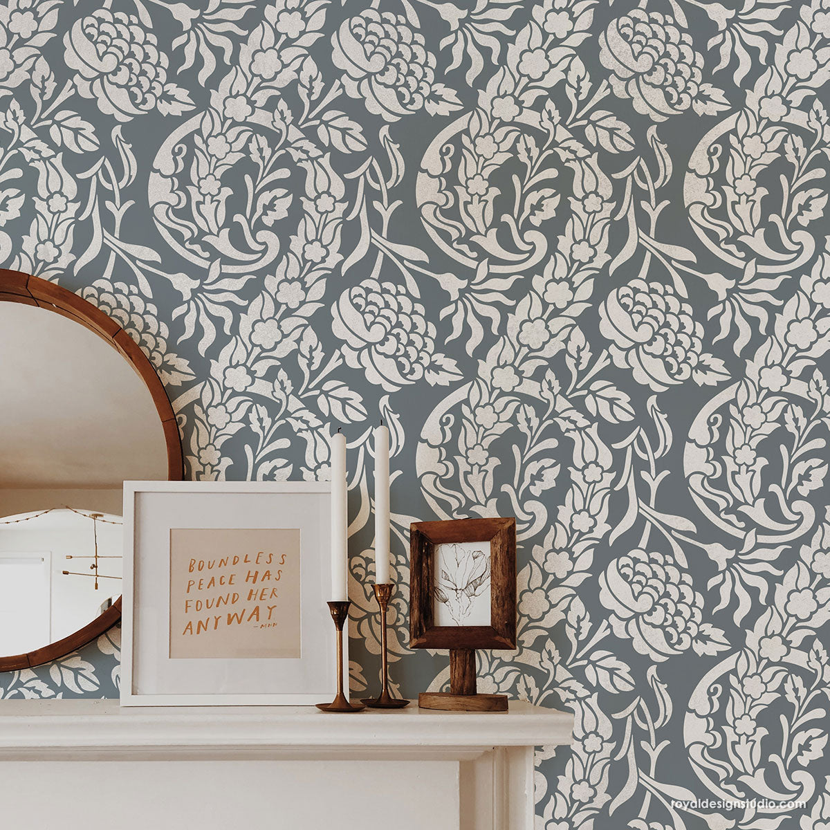 NEW! Upscaled Saxony Damask Wall Stencil