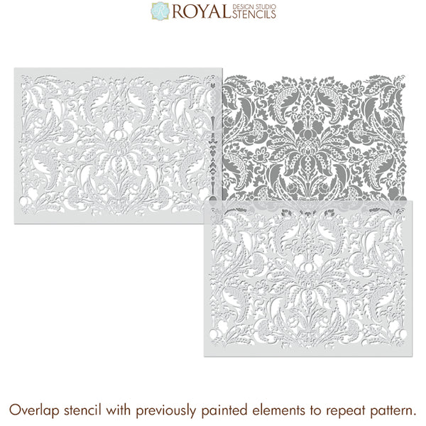 Amazing Damask Wall Stencil in Large Scale-Feature Wall Stenciling ...