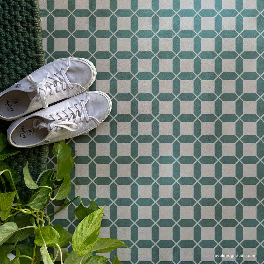 Mosaic Tile Stenciling Pattern-Stencil Floors-Stenciled Backsplashes