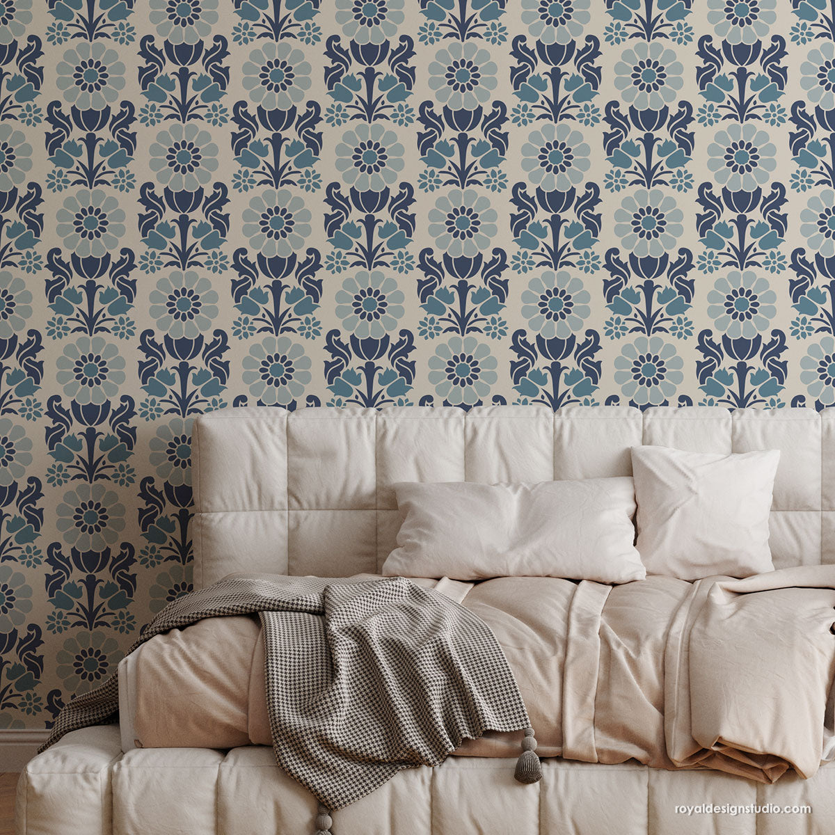 Brittany Floral Stripe Wall Stencil