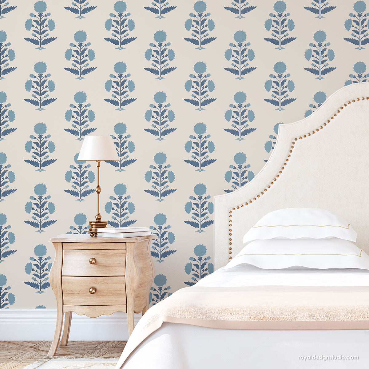 Amazing Floral Block Print Pattern Wall Stencil-Custom DIY Walls Decor amazing-floral-block-print-pattern-wall-stencil-custom-diy-walls-decor