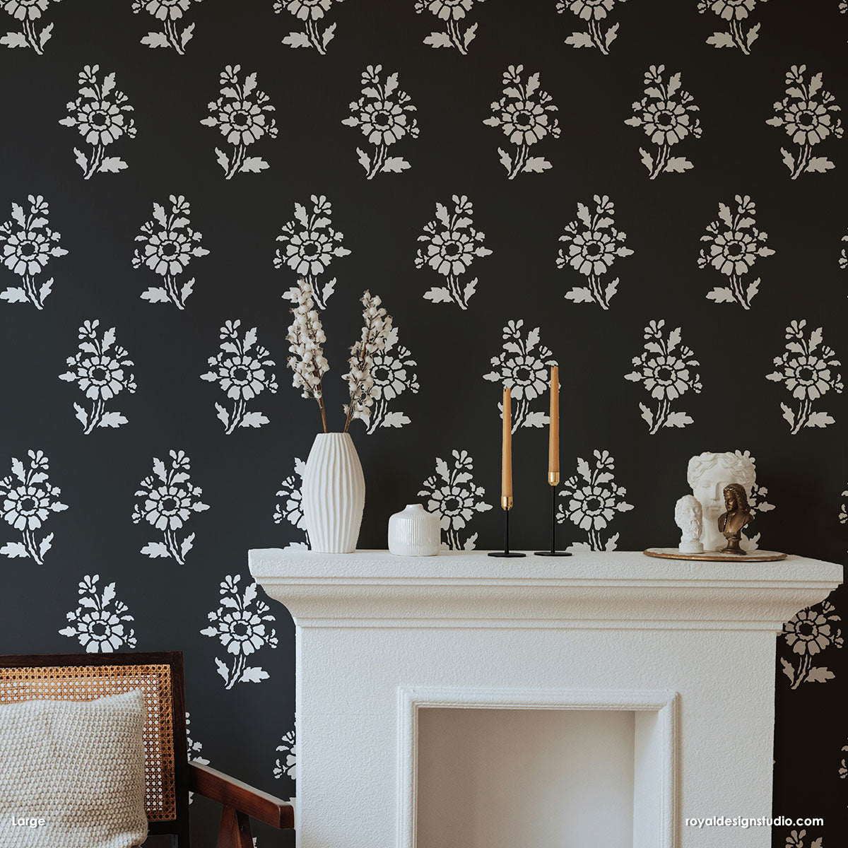 Provence Petite Floral Wall Stencil