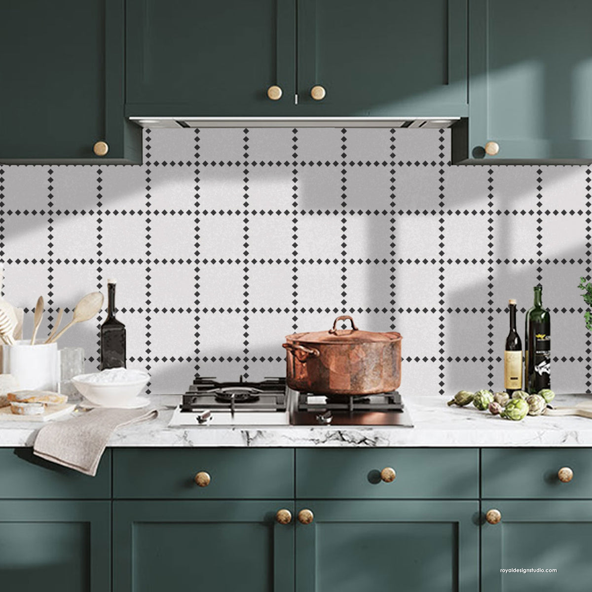 Diamond Check Stencil Pattern | stencil backsplashes walls furniture