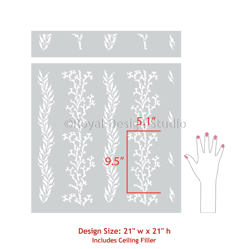 coral stripe wall stencil from Royal Design Studio stencils