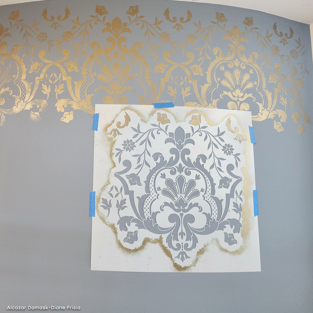 Alcazar Lace Damask Wall Stencil