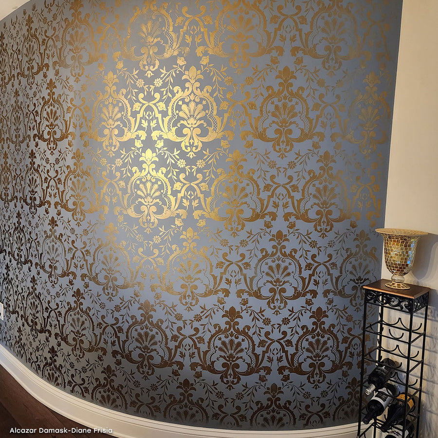 Alcazar Lace Damask Wall Stencil