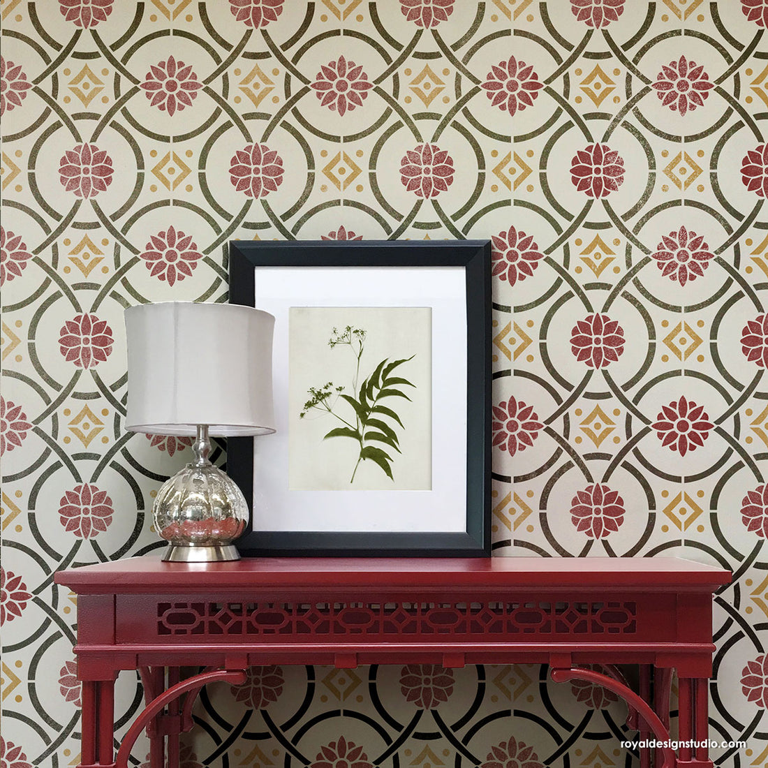 Art Nouveau Stencils | Large Floral Wall Stencil for Wall Decor