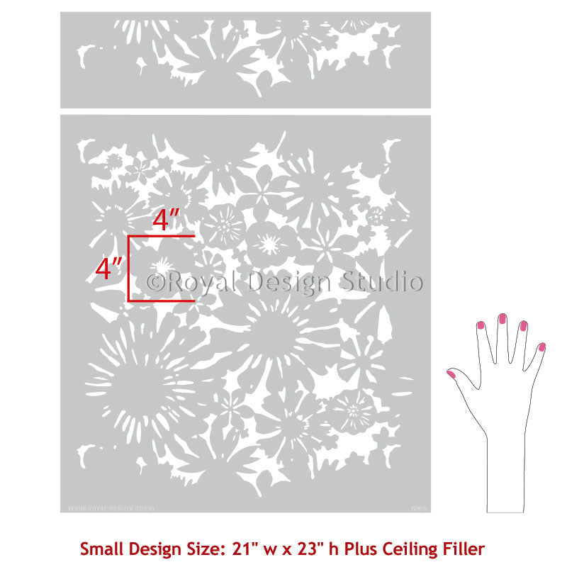 Modern Floral Wall Stencils - Painting DIY Flower Wallpaper Designs