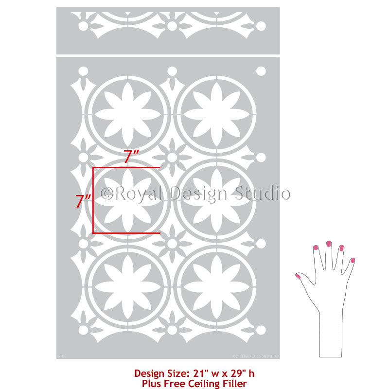 Maison Floral Tile Allover Stencil