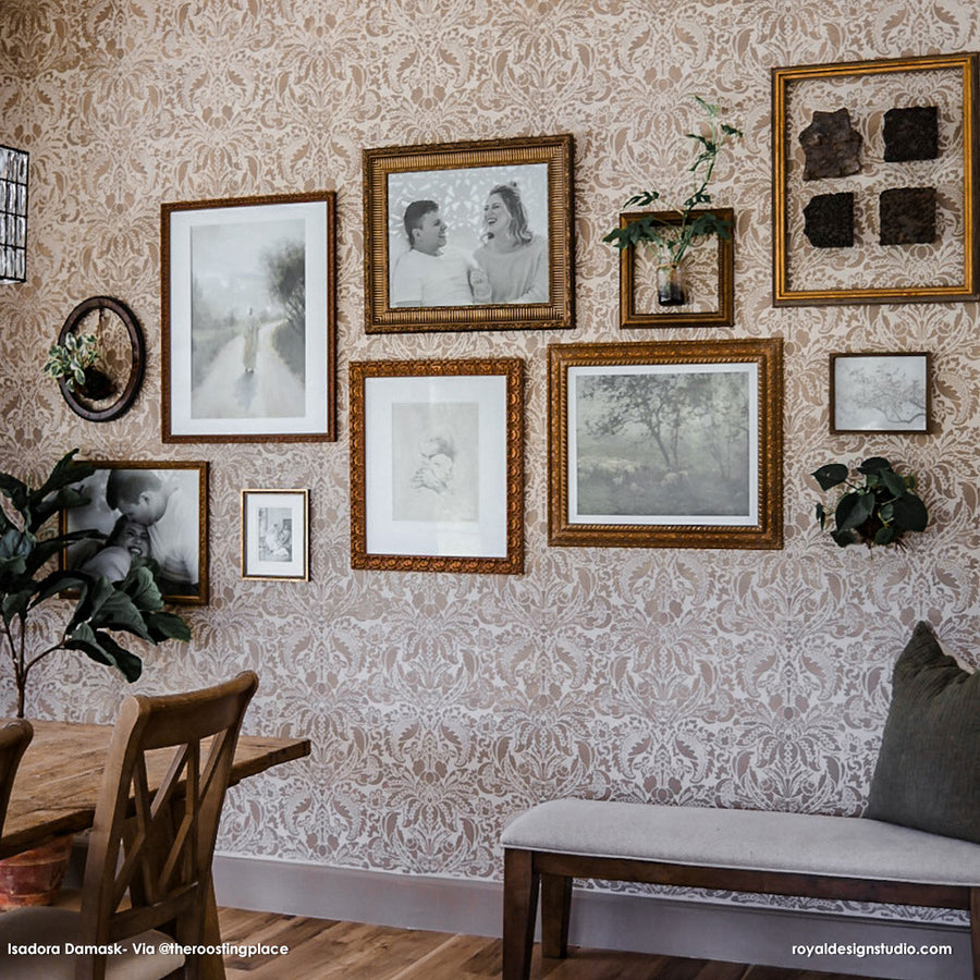 Large Damask Wall Stencils - DIY Wallpaper Look