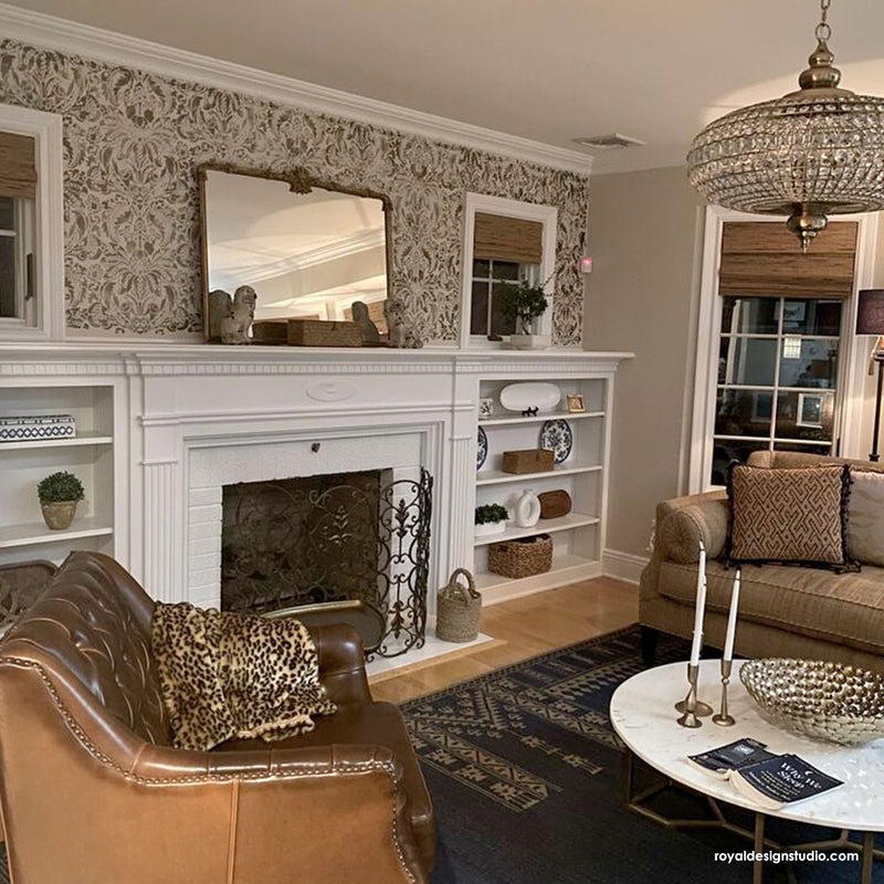 Large Damask Wall Stencils - DIY Wallpaper Look
