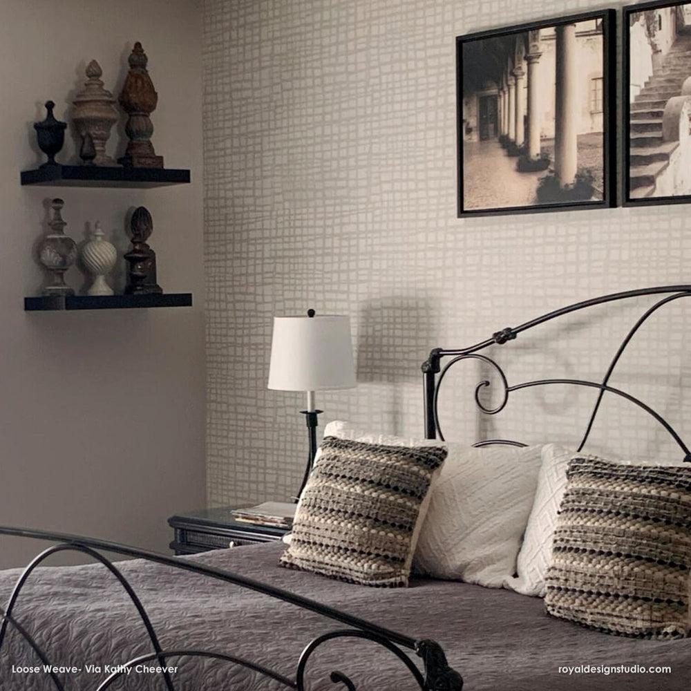 Loose Weave Wall Stencils - Woven Texture Designs for Painting Walls