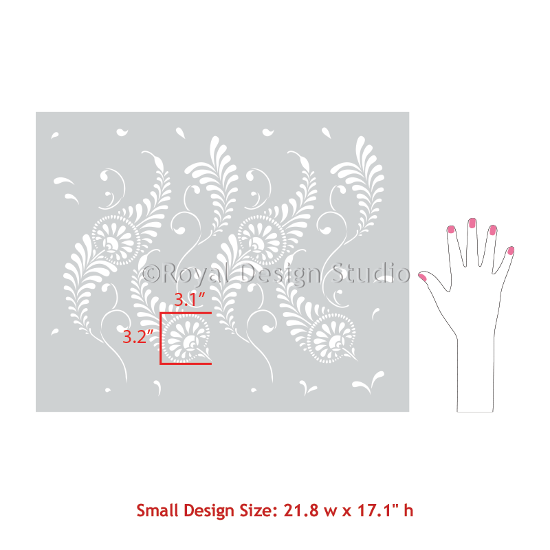 Feathered Damask Wall Stencil