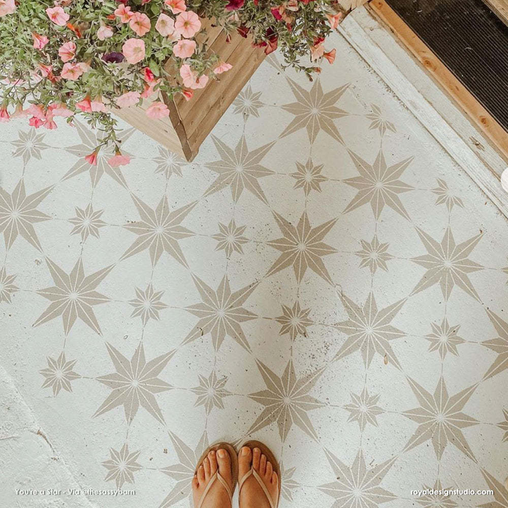 Tile Star Layout Star Tile Stencils for Painting Floors or DIY Kitchen Backsplash