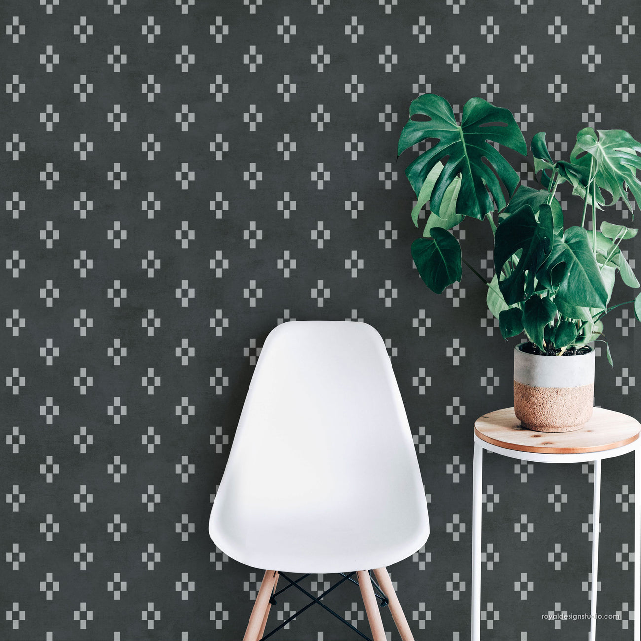 Cute Check Stencil Pattern for Wall Decor - DIY Stenciled Wallpaper
