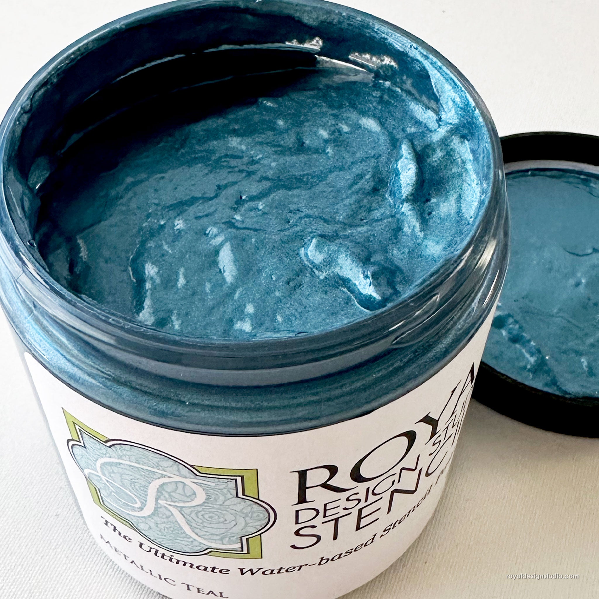 Metallic Teal Stencil Creme