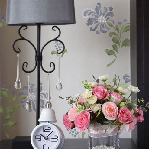 Decorating your home with Delicate Flower Stencils Wall Art DIY - Royal Design Studio