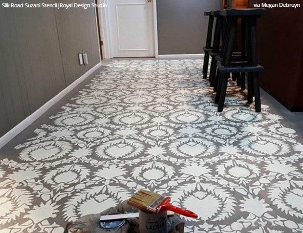 DIY Painted Concrete Floor Stencils - Royal Design Studio Silk Road Suzani Pattern Stencil