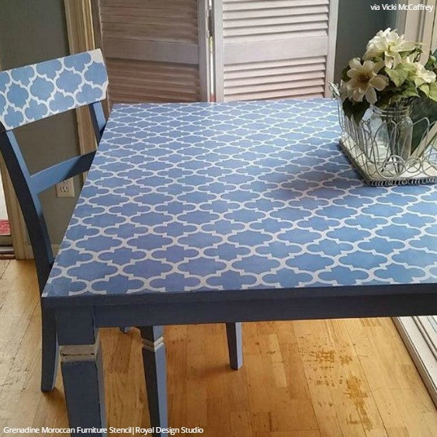 Trellis Pattern Painted Table Furniture Stencils - Royal Design Studio