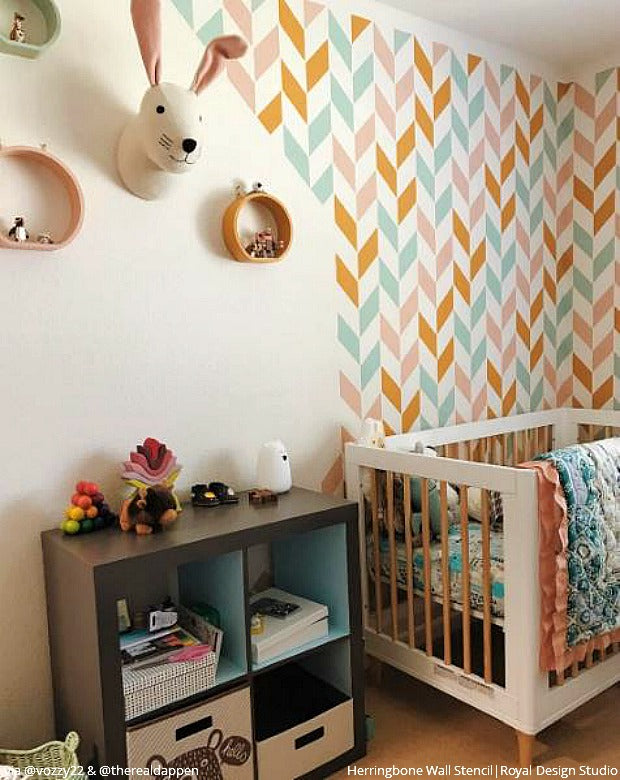 Herringbone Pattern Wall Stencils