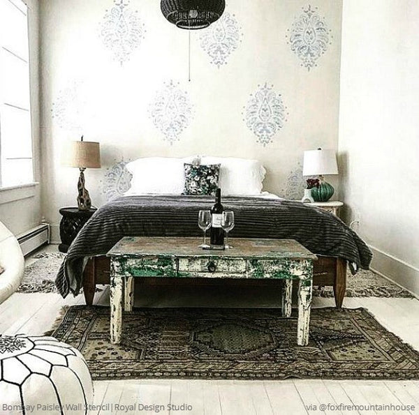 Bombay Paisley Damask Wall Stencil