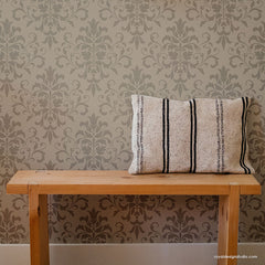Large Trellis Wall Stencil | Acanthus Damask Wall Stencil for DIY Wallpaper