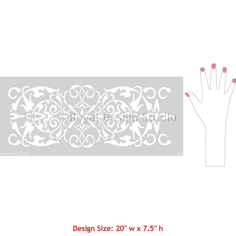 DIY Border Designs on Walls - Intricate and Detailed Arabesque Border Stencils - Classic Border Stencils for Walls, Columns, and Ceilings - Royal Design Studio