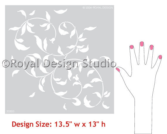 Endless Leaf Vine Wall Stencils for Painted Wall Projects - Stenciled Bedrooms, Accent Walls, Living Room, Kitchen Decor - Royal Design Studio
