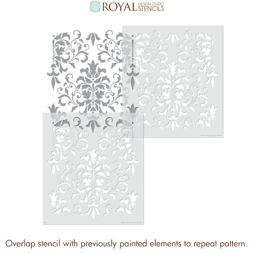 Large Trellis Wall Stencil | Acanthus Damask Wall Stencil for DIY Wallpaper