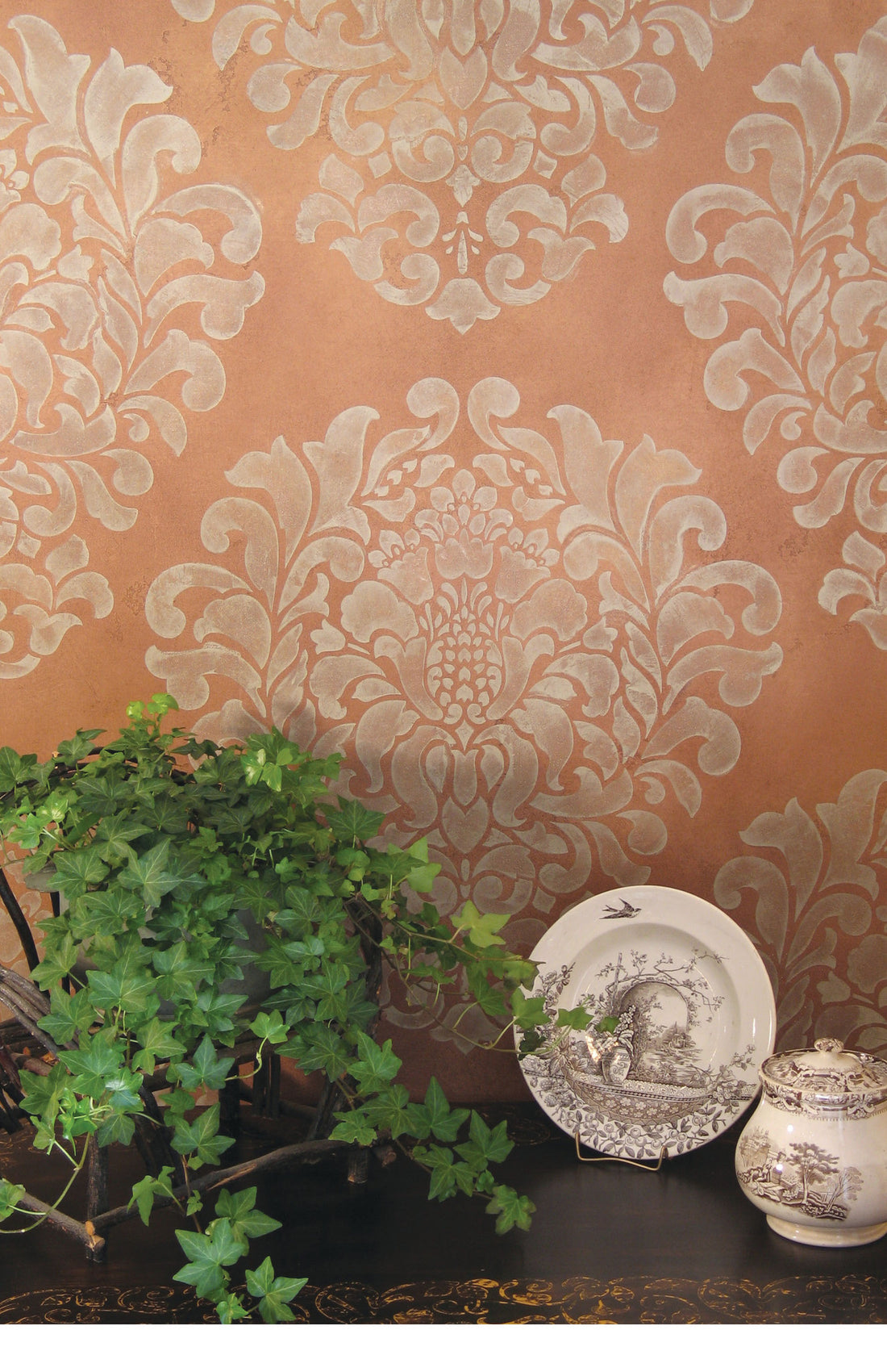 Large Trellis Wall Stencil | Acanthus Damask Wall Stencil for DIY Wallpaper