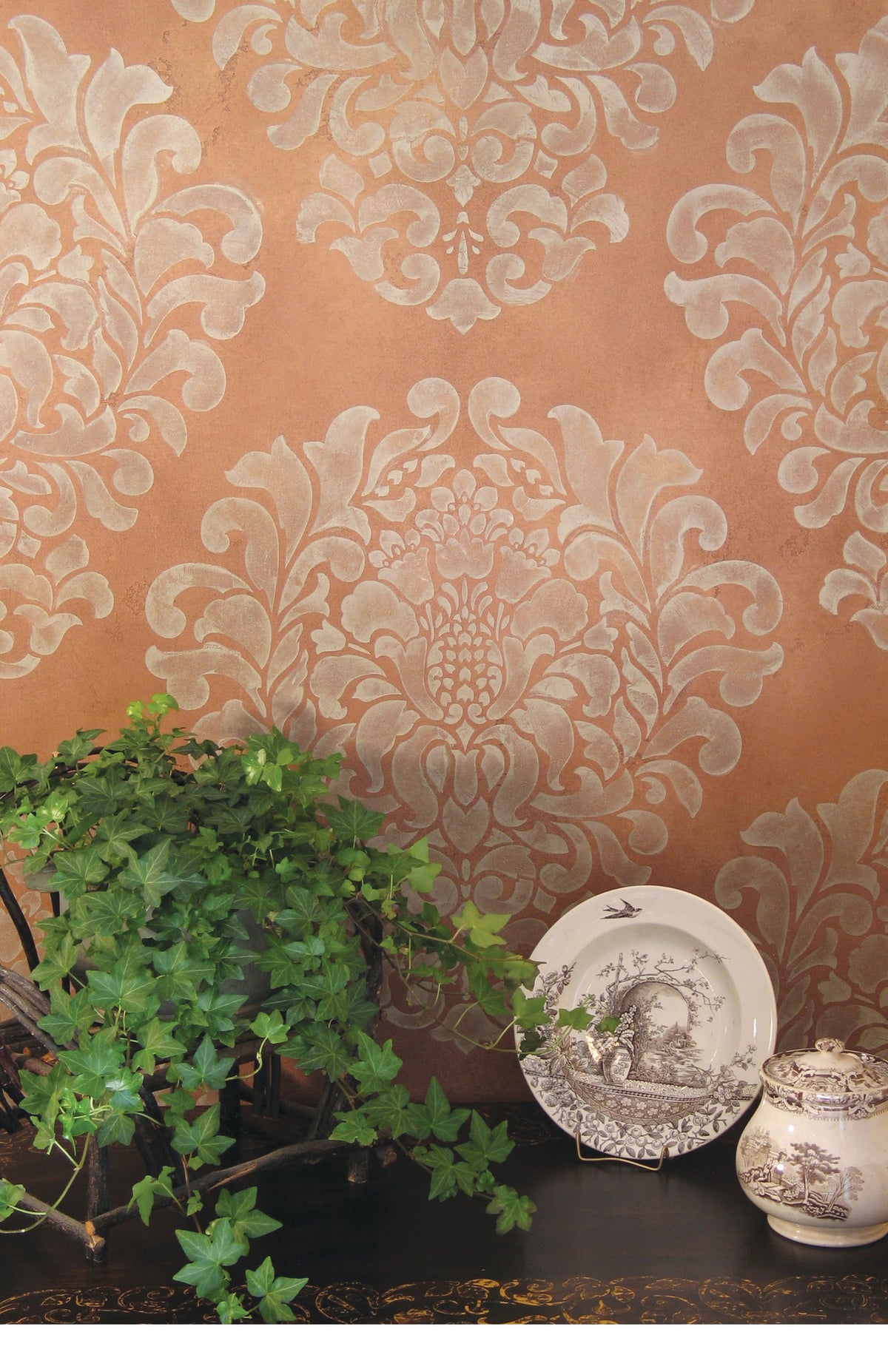 Large Trellis Wall Stencil | Acanthus Damask Wall Stencil for DIY Wallpaper