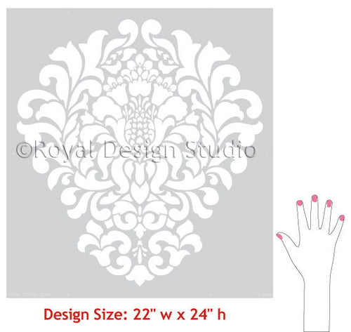 Large Trellis Wall Stencil | Acanthus Damask Wall Stencil for DIY Wallpaper