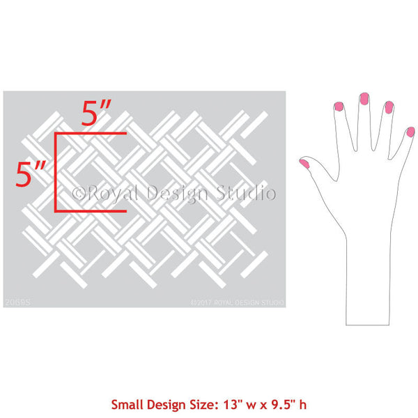 Crisscross Overlapping Wicker Weave Design - Furniture Stencils - Royal Design Studio