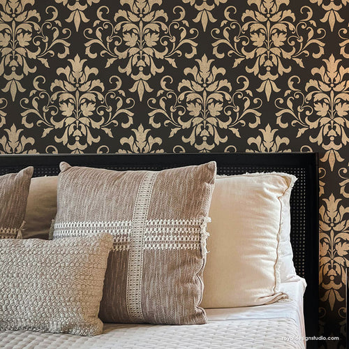 Large Trellis Wall Stencil | Acanthus Damask Wall Stencil for DIY Wallpaper