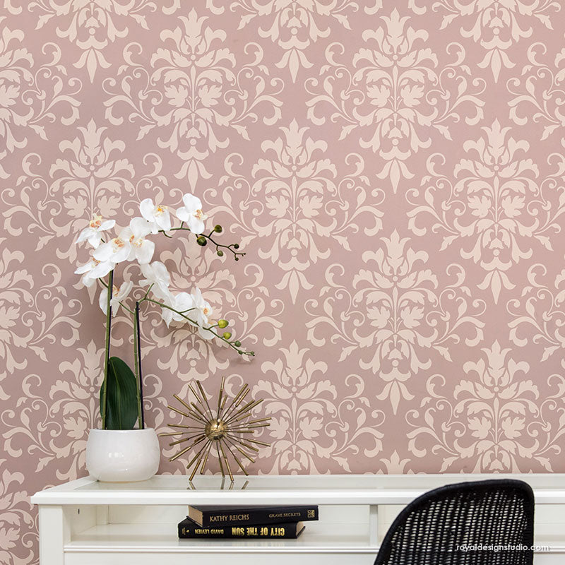 Foliate Damask Wall Stencil