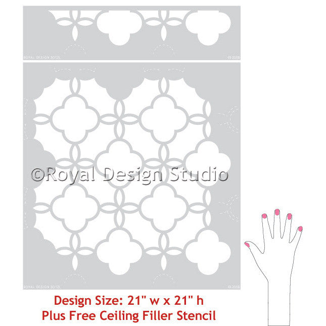Eastern Lattice Moroccan Wall Stencils - DIY Wallpaper Stencils for Custom Wall Patterns - Royal Design Studio