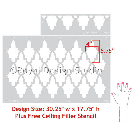 Moroccan Arches Allover Wall Stencils for DIY Exotic Wall Decor - Royal Design Studio