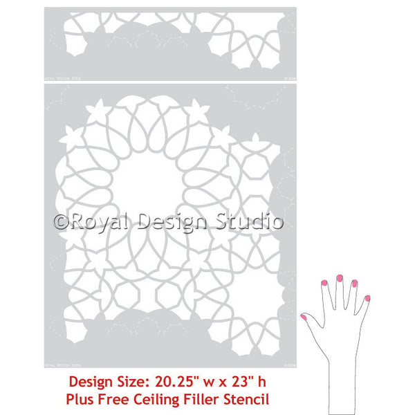 Intricate and Detailed Moroccan Patterns - Zelij Designs Painting with Wall Stencils - Royal Design Studio