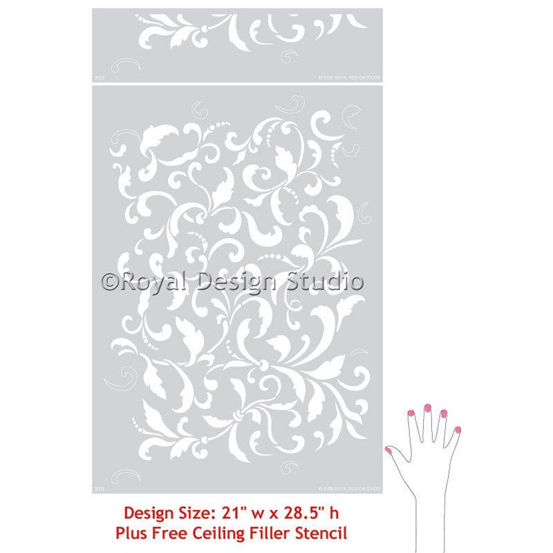 Tailfeathers Allover Wall Stencils for Painting an Accent Wall - Royal Design Studio