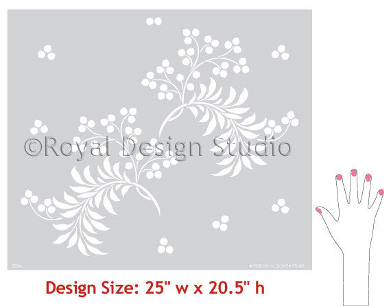 Decorate DIY Projects with Wall Stencils - Berry Romantic Floral Stencils