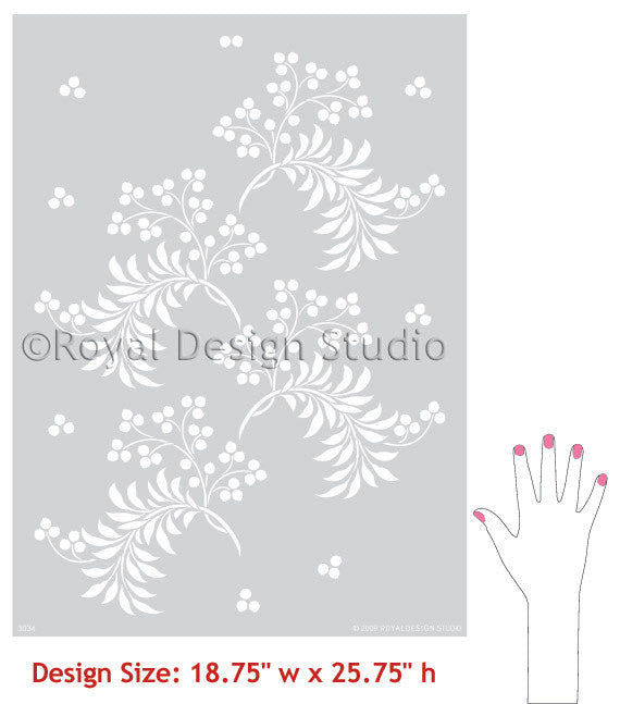 Paint Walls with Berry and Flower Stencils from Royal Design Studio