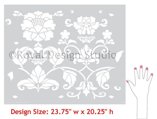 Large Trellis Wall Stencil | Acanthus Damask Wall Stencil for DIY Wallpaper